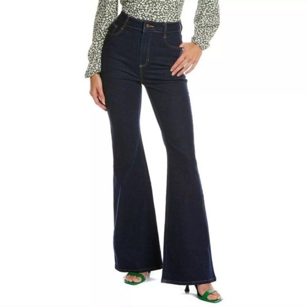 Boden Denim Smart Wide Flare Jeans Dark Indigo Wash Sz US 6R